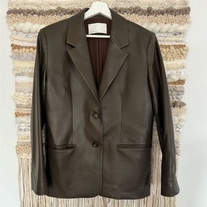 OAK + FORT | Vegan Leather Blazer in Brown